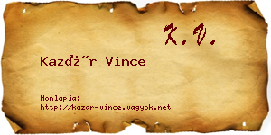 Kazár Vince névjegykártya