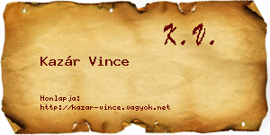 Kazár Vince névjegykártya
