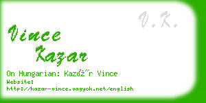 vince kazar business card